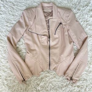 Blank NYC Pink Faux Leather Moto Jacket Size XS